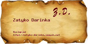 Zatyko Darinka névjegykártya